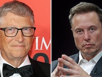 A picture of Bill Gates next to a picture of Elon Musk. Gates said Musk was “super mean to me” after “he heard I’d shorted the stock” in Tesla.
