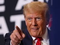 Republican presidential candidate and former U.S. President Donald Trump attends a campaign event in Waterloo, Iowa