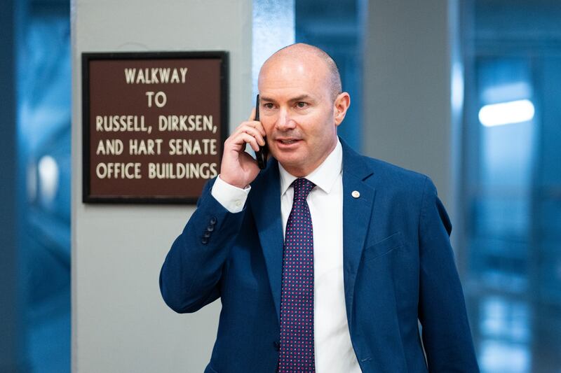 Mike Lee R-Utah., arrives for a vote in the U.S. Capitol on Wednesday, July 23, 2025. (Bill Clark/CQ-Roll Call, Inc via Getty Images)