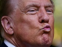 Former U.S. President and Republican presidential candidate Donald Trump attends a remembrance ceremony on the 23rd anniversary of the September 11 terror attack on the World Trade Center at Ground Zero, in New York City.