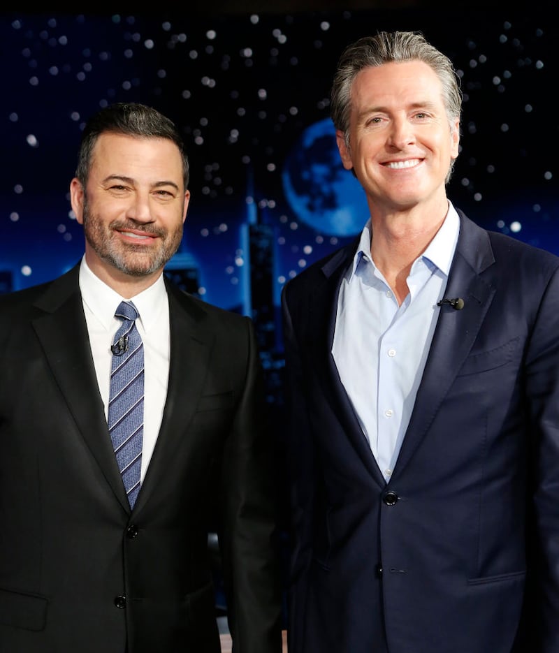 Gavin Newsom with Jimmy Kimmel.