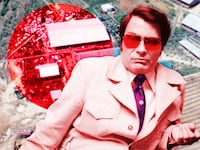 A photo illustration of Jim Jones and Jonestown massacre.