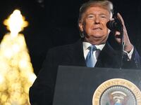 Donald Trump takes part in the annual lighting of the National Christmas tree on The Ellipse in Washington, DC on December 5, 2019.