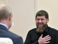 A photo of Ramzan Kadyrov with Vladimir Putin.