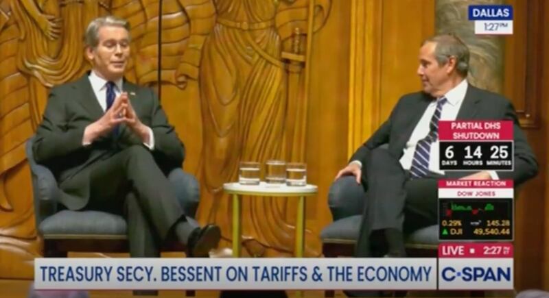 Bessent, the moment he said he doesn't believe Americans will see any of the money garnered from Trump's tariffs at the Economic Club of Dallas