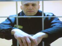 Alexey Navalny is seen on the screen.