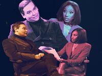 A photo illustration of George Santos interview on Ziwe’s Youtube show.
