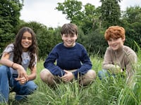 Arabella Stanton, Dominic McLaughlin, and Alastair Stout star in HBO's 'Harry Potter' television series.