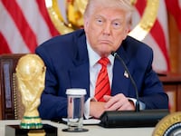 President Donald Trump speaks during a meeting with the White House Task Force for the 2026 World Cup in the East Room of the White House on May 06, 2025 in Washington, DC.