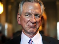 Sen. Tommy Tuberville (R-AL) speaks to members of the press at the U.S. Capitol