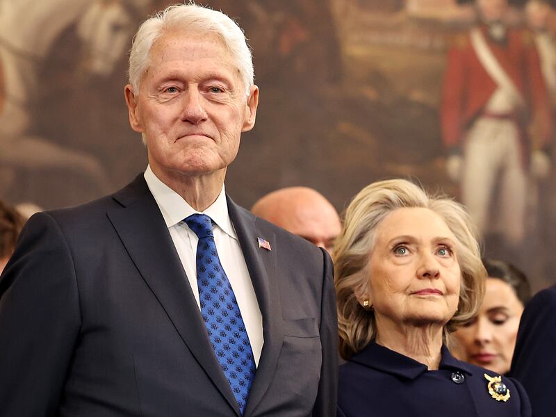 WASHINGTON, DC - JANUARY 20: (L-R) Former U.S. President Bill Clinton, former U.S. Secretary of State Hillary Clinton and former U.S. President George W. Bush attend the inauguration of U.S. President-elect Donald Trump in the Rotunda of the U.S. Capitol on January 20, 2025 in Washington, DC. Donald Trump takes office for his second term as the 47th president of the United States. (Photo by Chip Somodevilla/Getty Images)