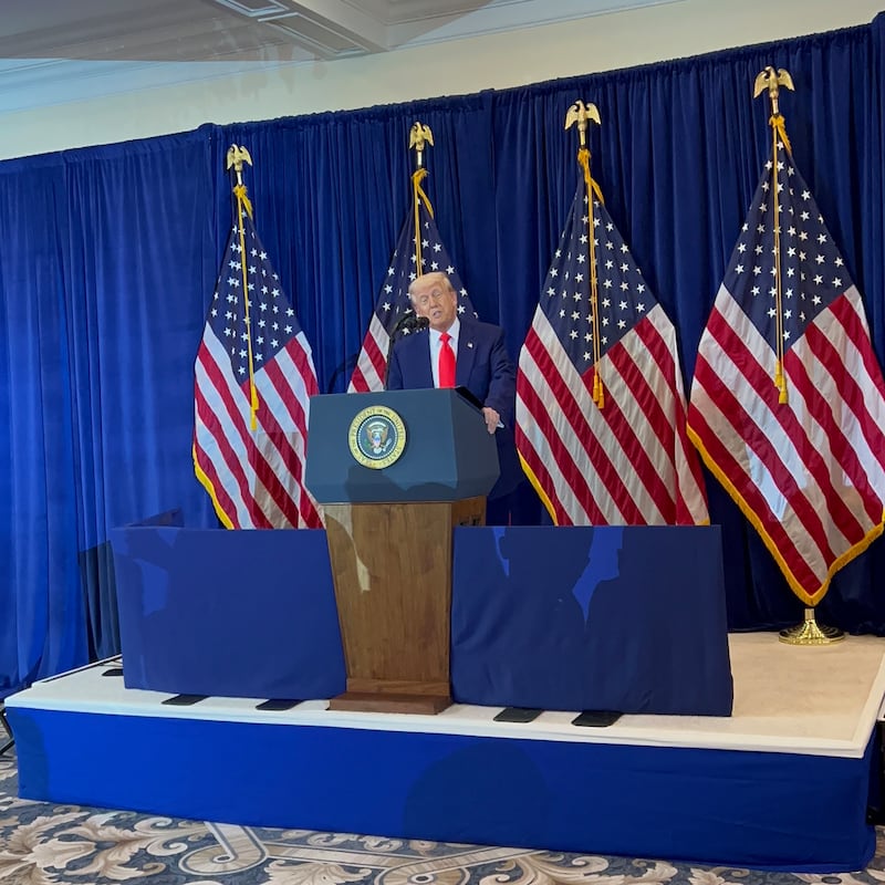 President Trump speaks to meme coin dinner guests.