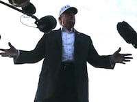 US President Donald Trump speaks to members of the media before boarding Air Force One to leave from Shannon Airport, western Ireland on September 13, 2026, after attending the final day of the Irish Open golf tournament in nearby Doonbeg.