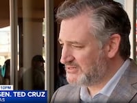 Sen. Ted Cruz is interviewed by ABC 13 reporter Shannon Ryan.