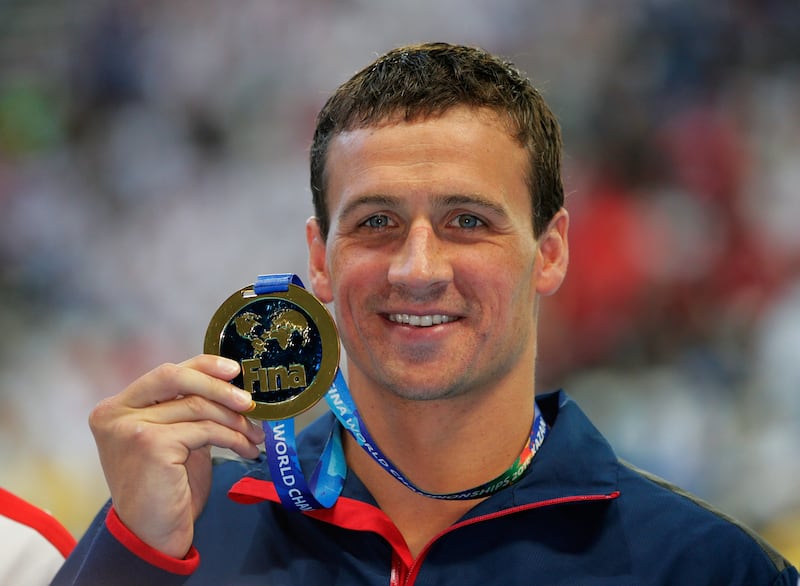 Ryan Lochte competing at the FINA World Championship on August 6, 2015 in Kazan, Russia.