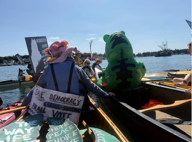 Dozens turned out for the protest in Port Clyde, a coastal community of just a few hundred people.