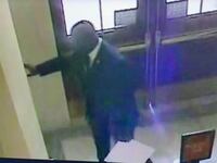 Security footage of Rep. Jamaal Bowman pulling a fire alarm.