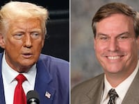 Donald Trump, left, and Nebraska State Sen. Mike McDonnell.