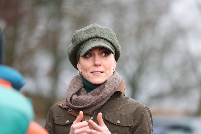 Catherine, Princess of Wales, joins Mind Over Mountains for a wellbeing
walk in the Peak District National Park on January 27, 2026, near Curbar, England.