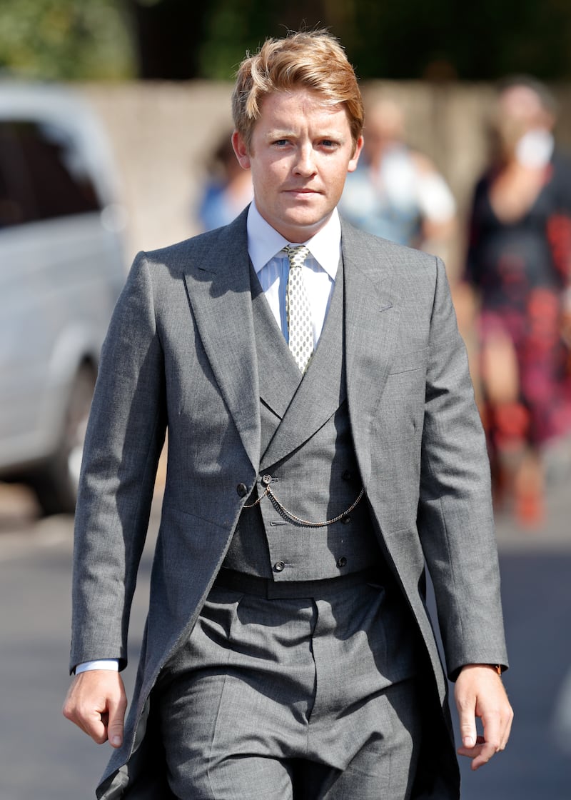Hugh Grosvenor, Duke of Westminster attends the wedding of Charlie van Straubenzee and Daisy Jenks at the church of St Mary the Virgin on August 4, 2018 in Frensham, England.