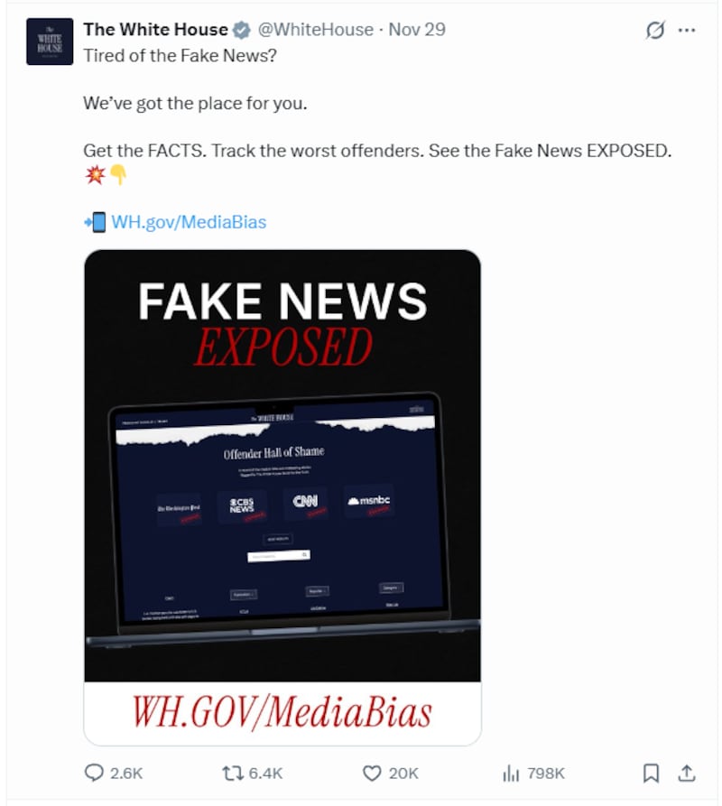 The White House Media Bias website.