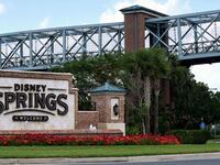 Entrance to Disney Springs photographed from road