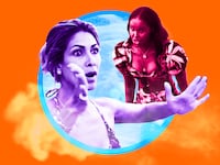 A photo illustration of Erin Lichy and Ubah Hassan from season 14 of RHONY.