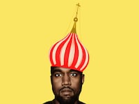 Illustration of Kanye West with a Russian church dome on his head.