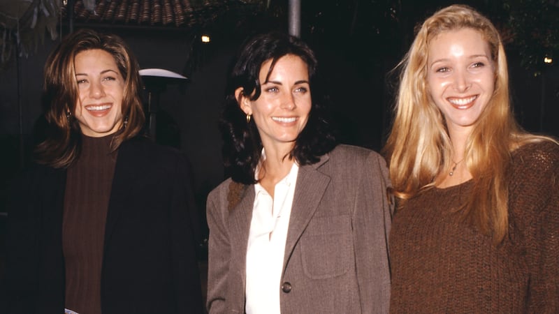 Jennifer Aniston, Courteney Cox, and Lisa Kudrow in Los Angeles, 1995.