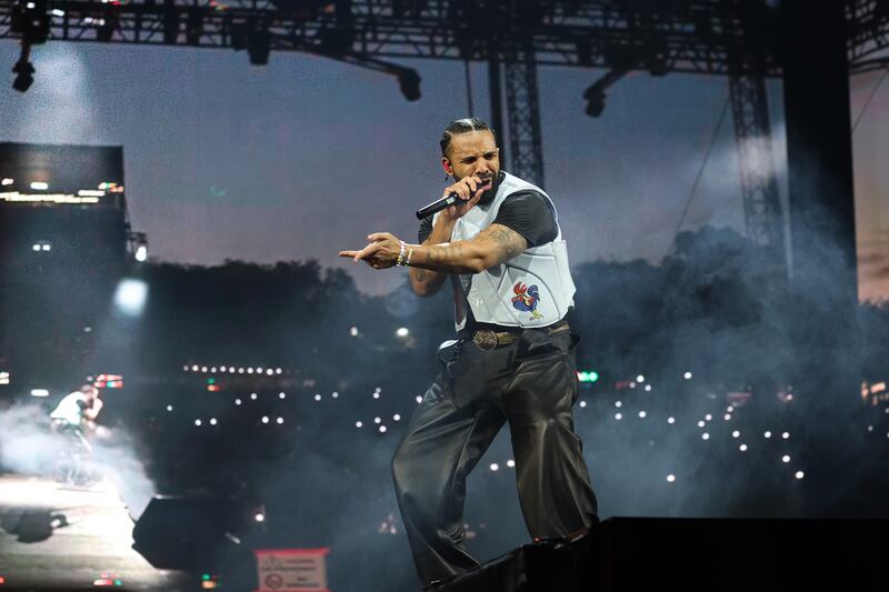 Drake performs live on stage during day two of Wireless Festival 2025