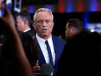 Robert F. Kennedy Jr. reacts as he attends the debate between Donald Trump and Kamala Harris, in Philadelphia, Pennsylvania.
