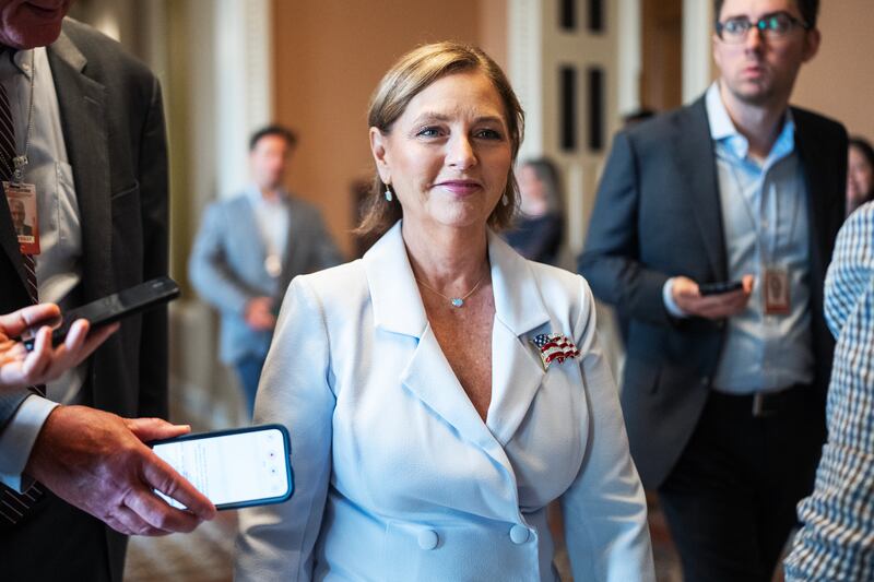 Sen. Darline Graham Nordone makes her way to a swearing in ceremony in the U.S. Capitol after she was sworn in on the Senate floor on Tuesday, July 14, 2026.