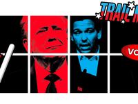 Photo illustration of Donald Trump and Ron DeSantis.