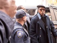 Jonathan Majors and Meagan Good are seen arriving at court on December 4, 2023 in New York, New York.