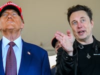 Elon Musk speaks withDonald Trump as they watch the launch of the sixth test flight of the SpaceX Starship rocket on November 19, 2024 in Brownsville, Texas.