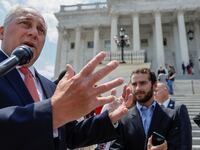 U.S. House Majority Leader Steve Scalise (R-LA) speaks to reporters after a vote at the U.S. Capitol in Washington, D.C. July 12, 2023.