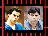 A photo illustration of Erik and Lyle Menendez during their murder trial.