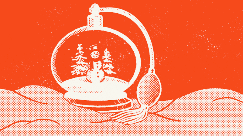 Snowglobe that has a perfume atomiser on top