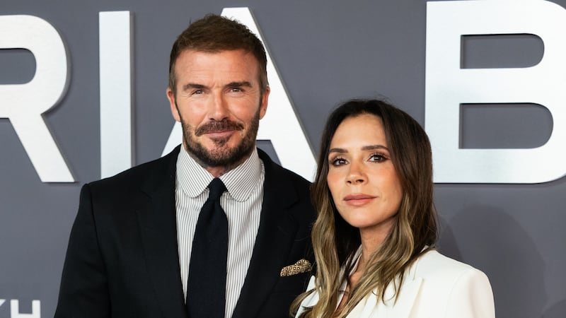 LONDON, ENGLAND - OCTOBER 08: Victoria Beckham and David Beckham attend the "Victoria Beckham" World Premiere at the Curzon Mayfair on October 08, 2025 in London, England. (Photo by Samir Hussein/WireImage)