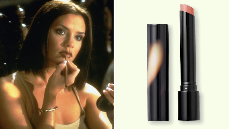 Victoria Beckham as Posh Spice in Spice World and Posh Lip lipstick.