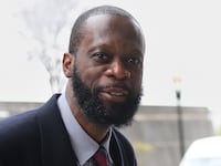 Pras Michel arrives at court in 2023.