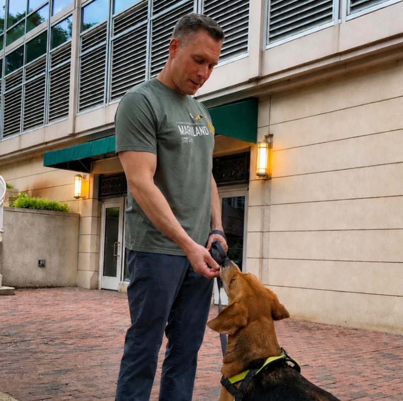 Steve Rudin and his dog, Ted, in May 2026.