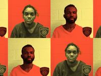 Photo illustration of mugshots of Chinagorom Onwumere and Salma Abdalkareem.