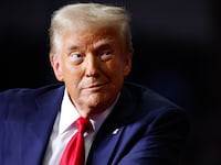 Donald Trump holds a campaign rally at the PPG Paints Arena on November 04, 2024 in Pittsburgh, Pennsylvania.