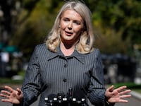 WASHINGTON, DC - OCTOBER 16: White House Press Secretary Karoline Leavitt speaks to reporters outside of the White House on October 16, 2025 in Washington, DC. Leavitt said President Trump will be meeting with Russian President Vladimir Putin in Hungary soon. (Photo by Kevin Dietsch/Getty Images)