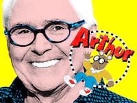 A photo illustration of Marc Brown with Arthur