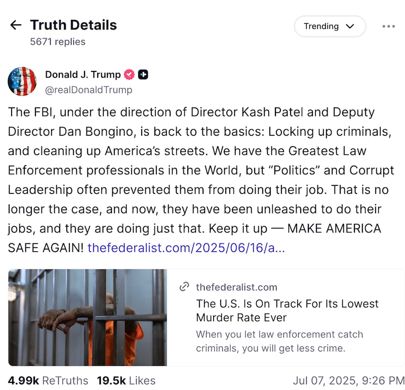 Trump's Monday evening post prompted a backlash from angry critics.