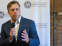 Andy Ogles, a Republican candidate from Tennessee, running for the U.S. House of Representatives in the 2022 U.S. midterm elections, attends a breakfast at Southern Tre in Columbia, Tennessee, Sept. 30, 2021.