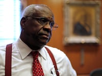 U.S. Supreme Court Justice Clarence Thomas is seen in his chambers at the U.S. Supreme Court building in Washington, D.C., June 6, 2016.