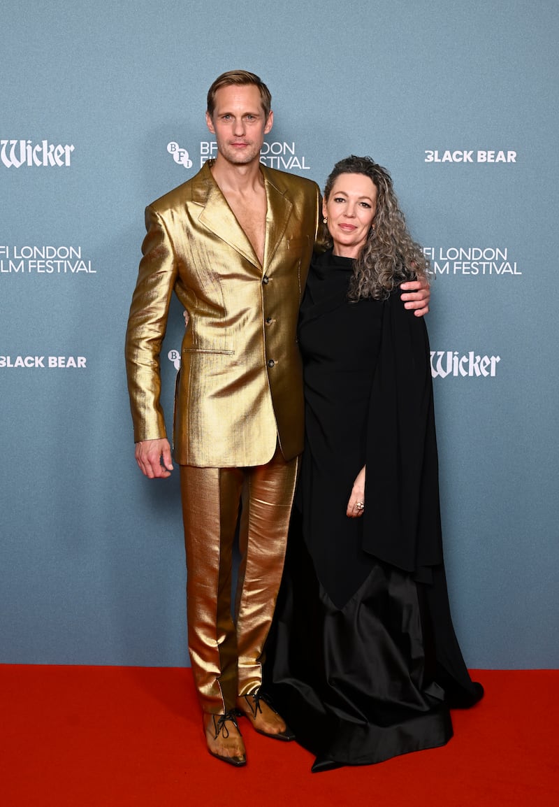 Alexander Skarsgård and Olivia Colman at ”Wicker” Screening during the 70th BFI London Film Festival on October 08, 2026, in England.